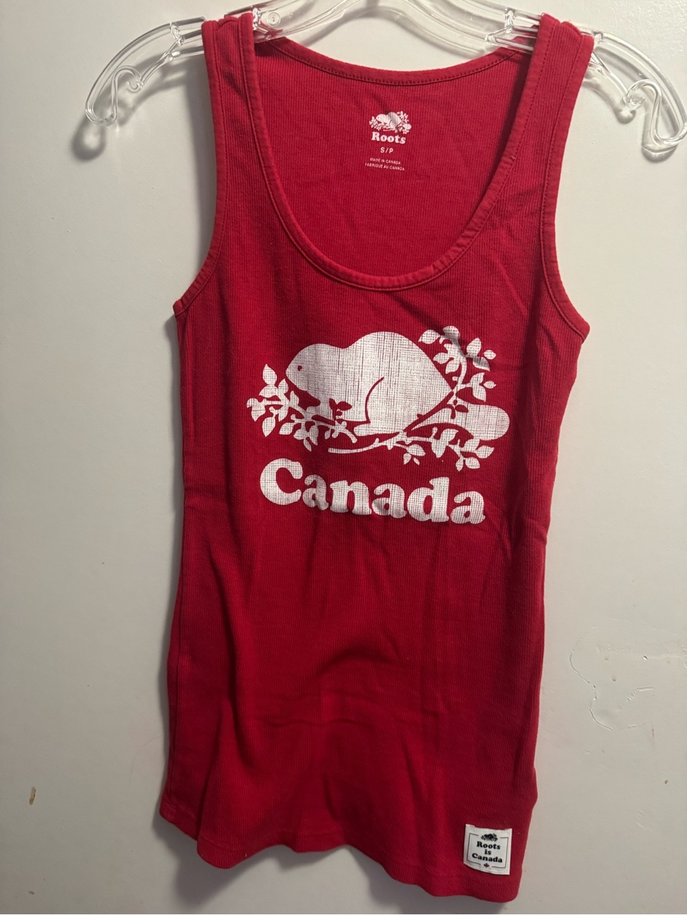 🇨🇦 Roots Ribbed Tank-top Tee with White Iconic Beaver Logo -NWT - Size Small